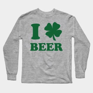 I Shamrock Beer Green Print Long Sleeve T-Shirt